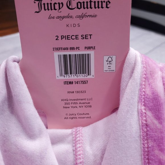 Juicy Couture Girls Velour Track Suit Size 5 - Picture 4 of 13